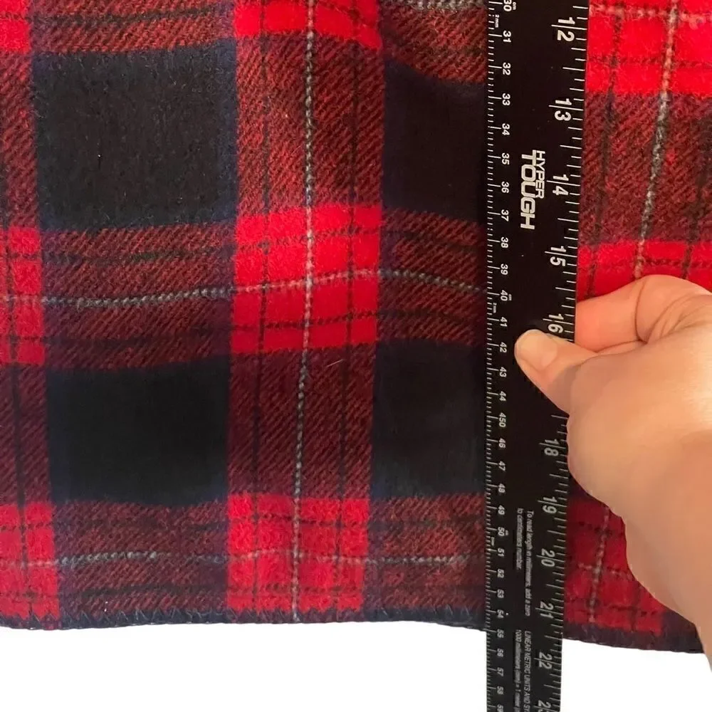 NWT- Vintage Old Stock- Marsh Landing Wool Plaid Red Navy Blue Wrap Skirt, 12